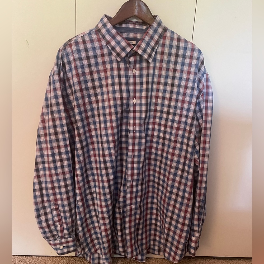 Joseph Abboud Men's Red/ Blue/ White Plaid Long Sleeve Shirt